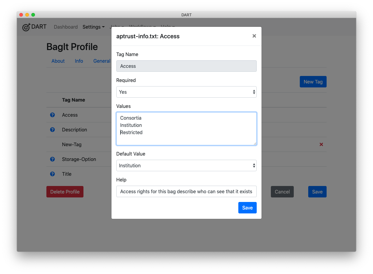 BagIt Profile tag definition