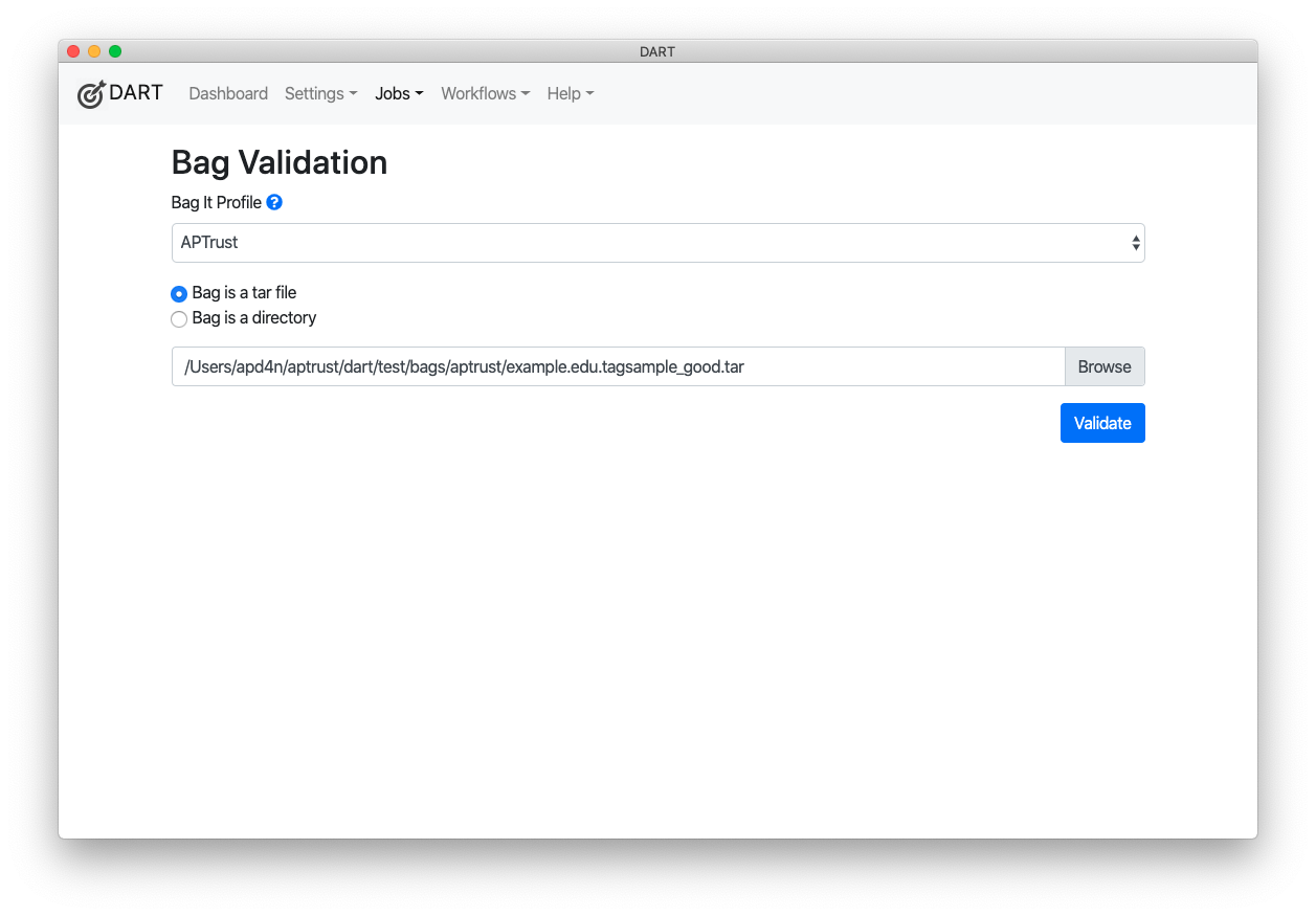 Job validation screen