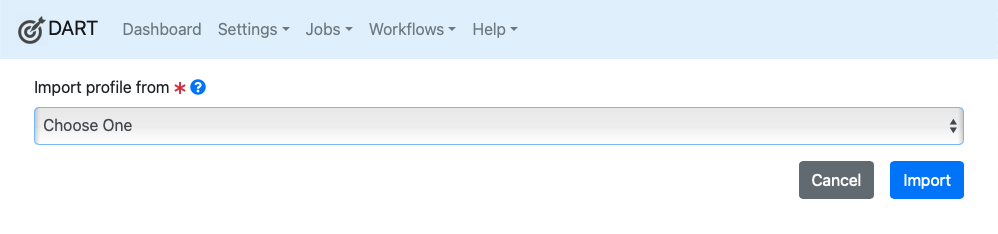 BagIt Profile choose import type