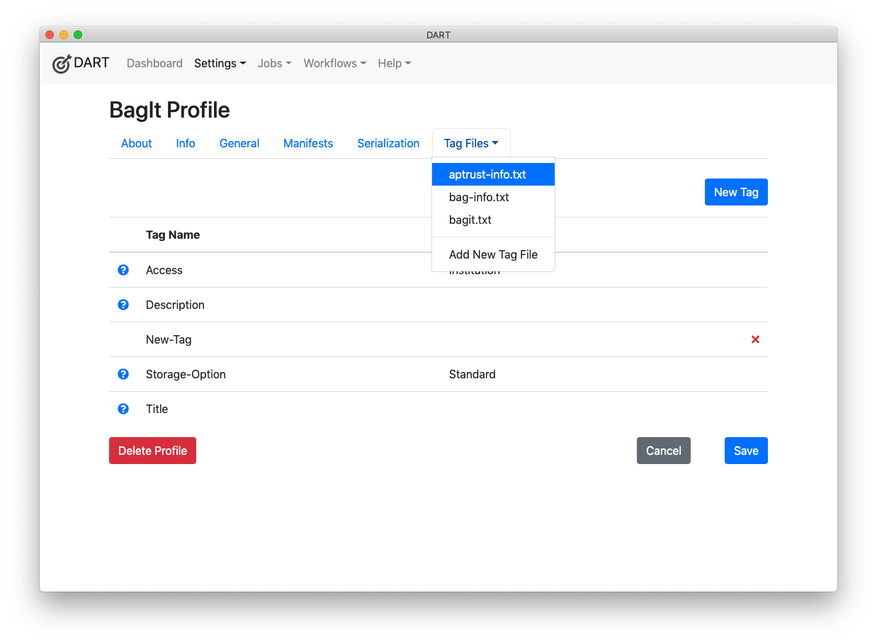 BagIt Profile Tag Files tab