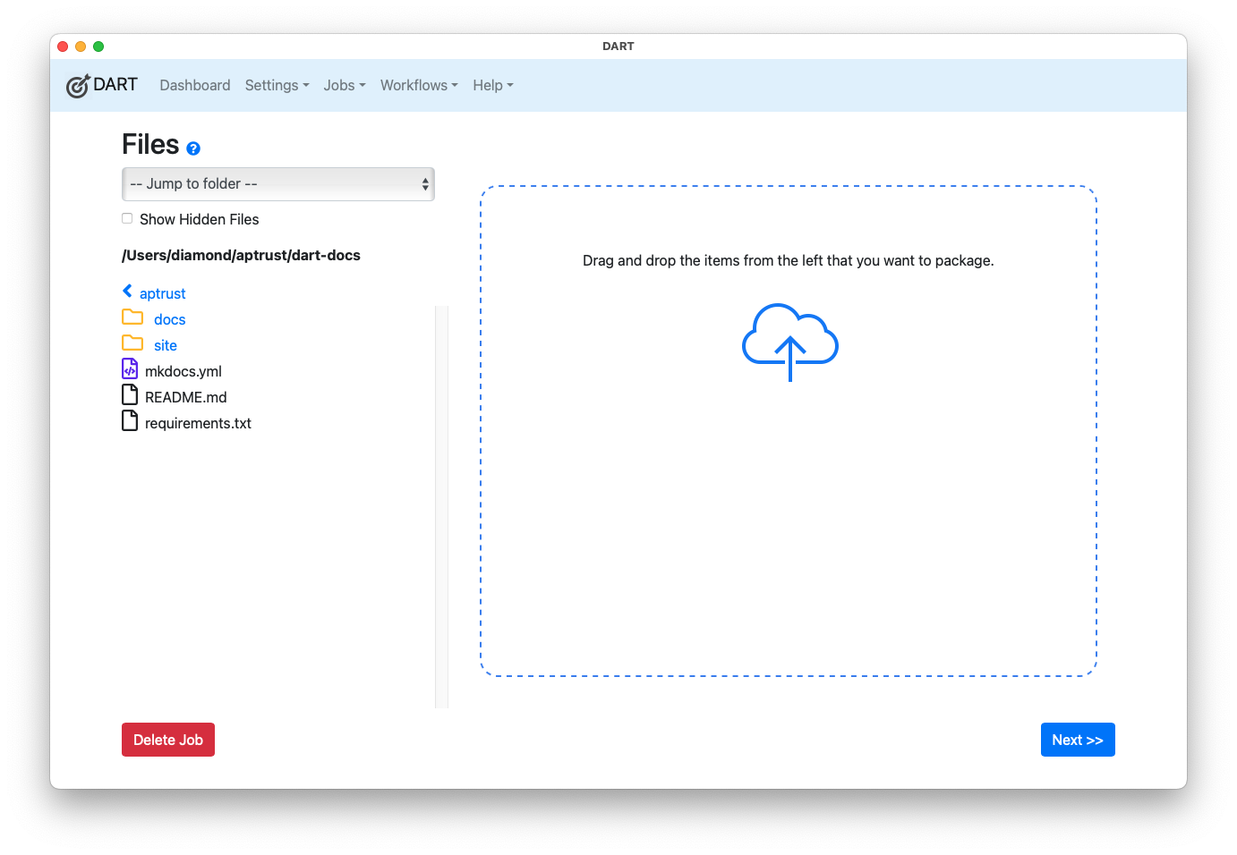 Files list without hidden files
