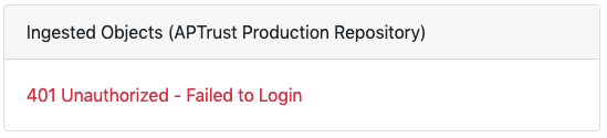 APTrust production repository login failure