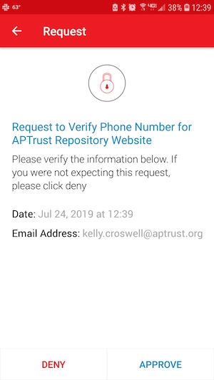Authy request to verify phone number